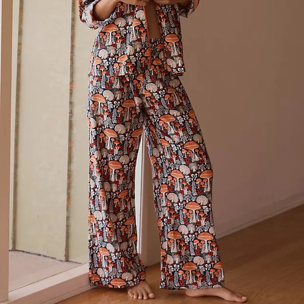 Anthropology Real Fun You Mushroom lounge pants